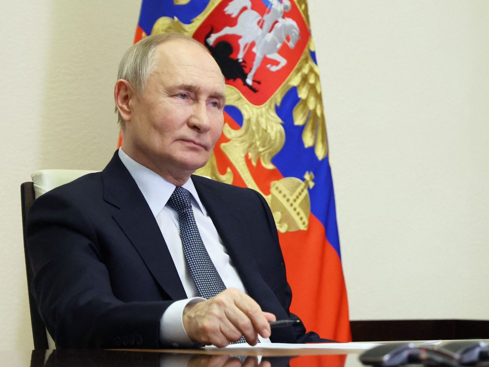 Putin bei einer Videokonferenz in Moskau.