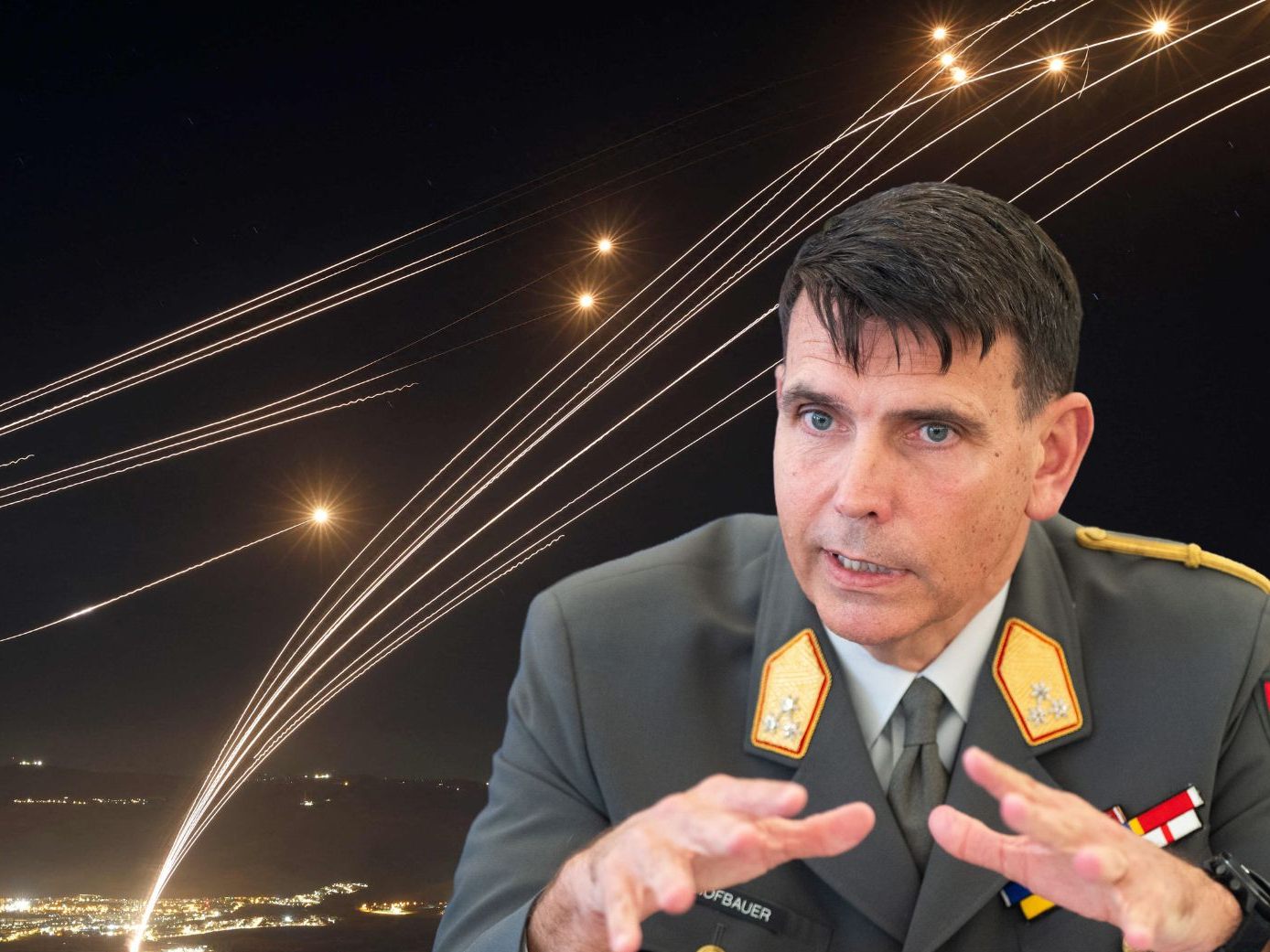 Auf die Frage, ob Österreich es sich leisten könne, auf Sky Shield zu verzichten, antwortete Hofbauer: "Was ist die Alternative?" (Beim Bild halten sich um den von Israel verwendeten "Iron Dome")