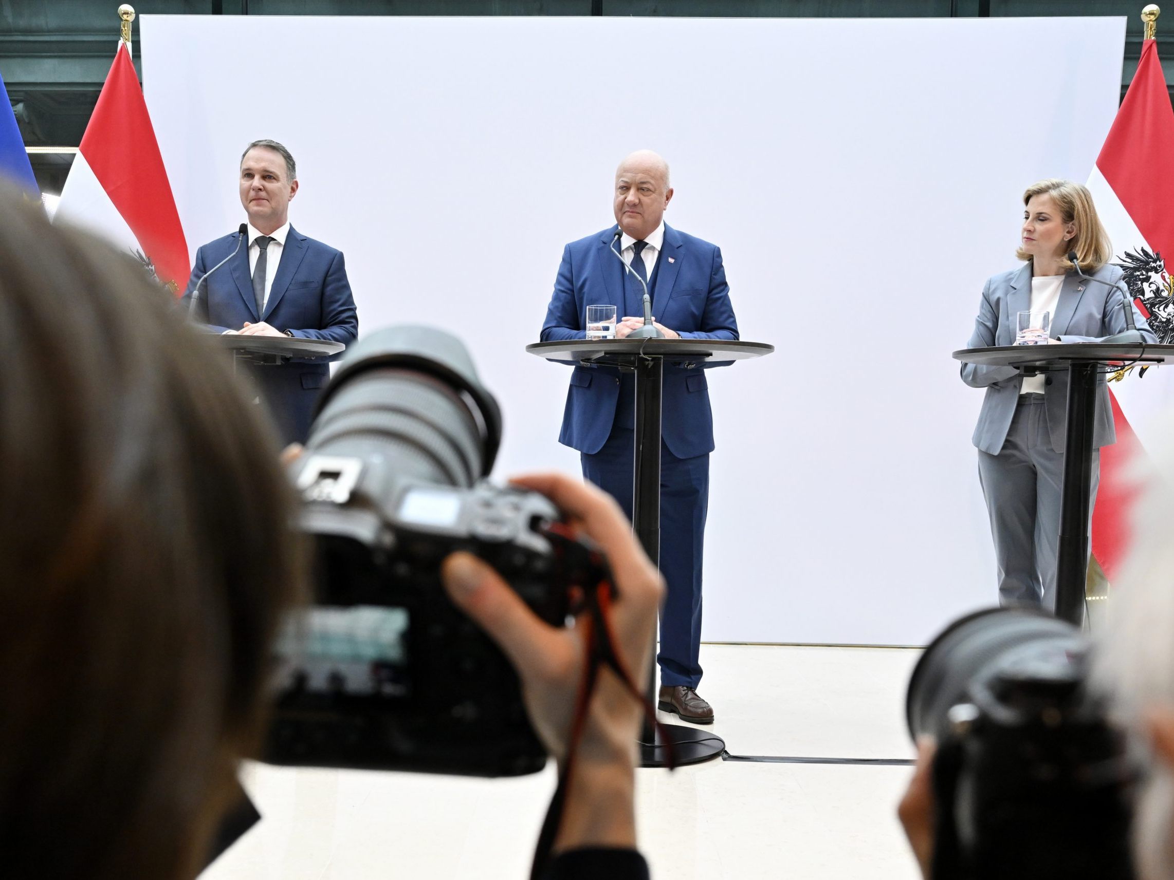 Die Parteichefs von ÖVP, SPÖ und NEOS am Donnerstag.