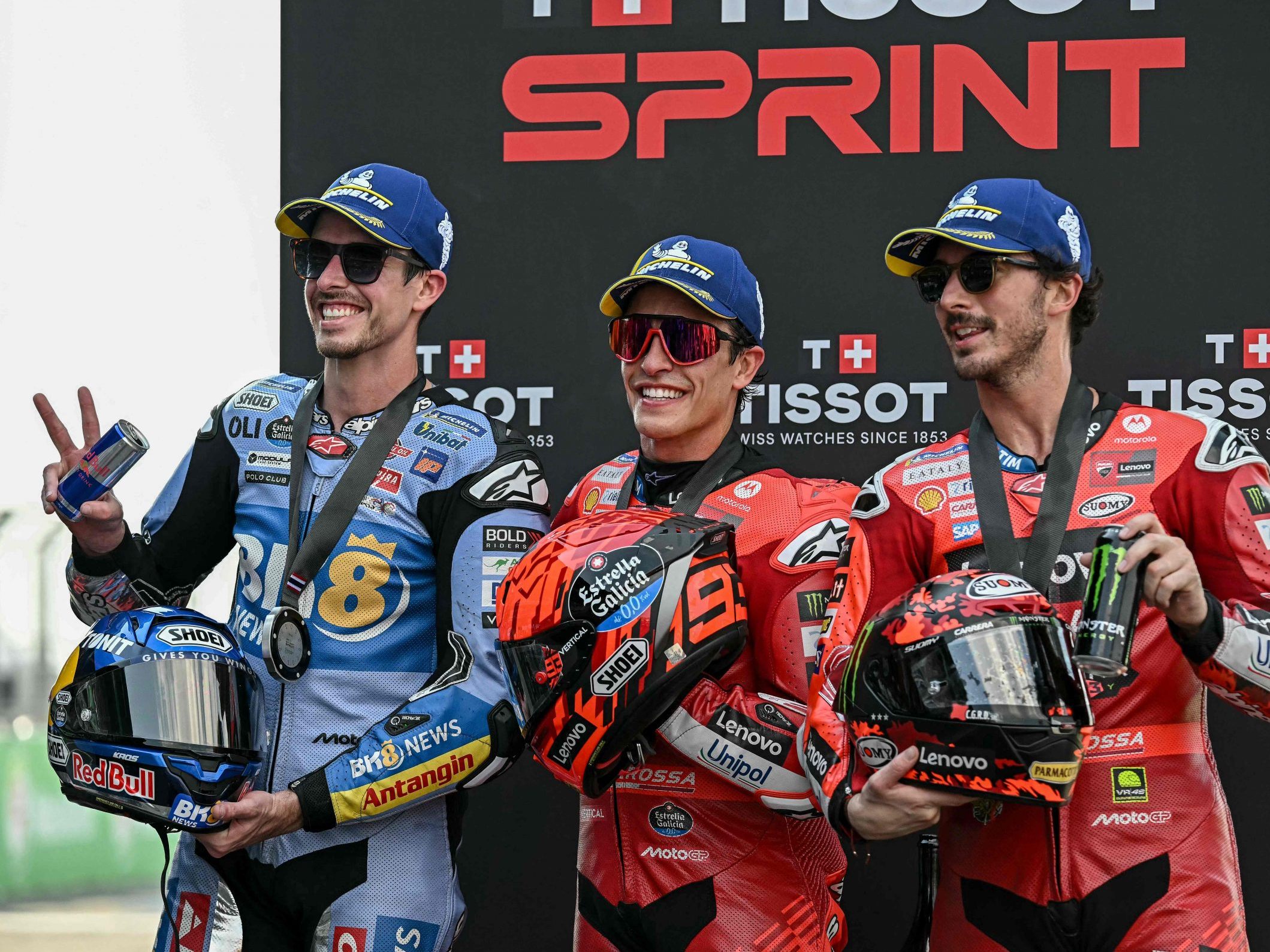 Marc Marquez holte sich den Sieg im Sprint vor seinem Bruder Alex und Pecco Bagnaia