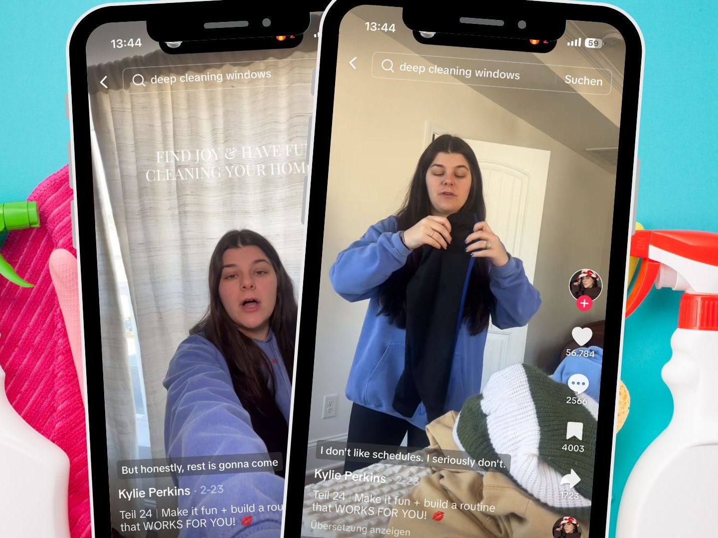 Ein TikTok-Video von Kylie Perkins (@sociallykylie) zeigt, wie man Freude am Putzen finden kann, indem man eine individuelle Reinigungsroutine entwickelt, die zum eigenen Alltag passt.