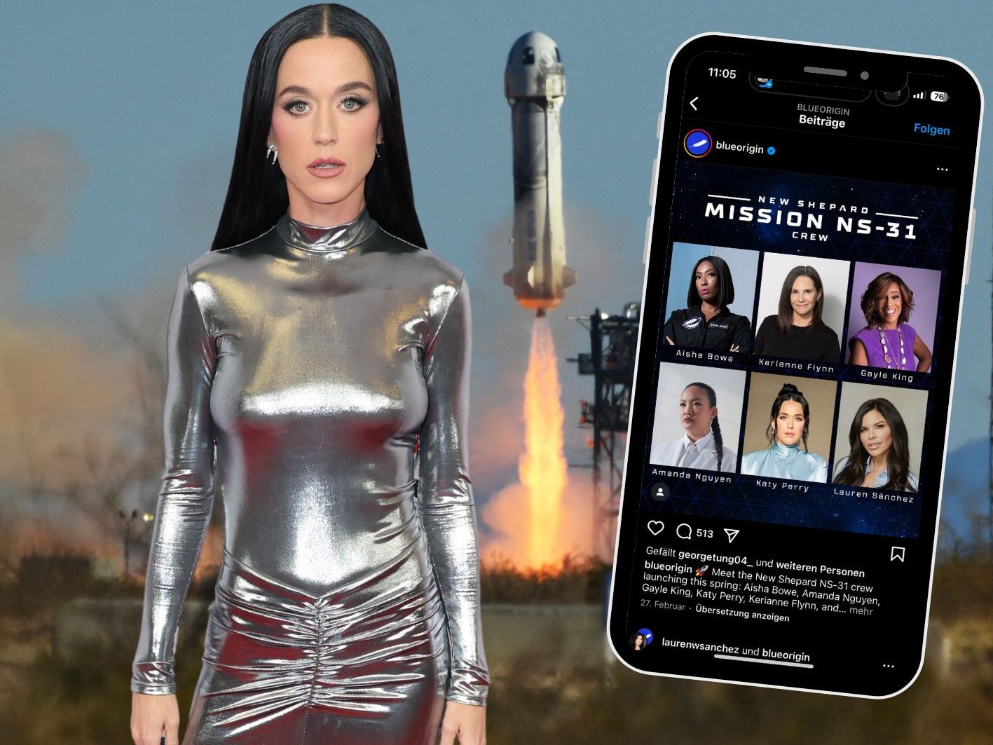 Am 14. April startet Blue Origin den ersten rein weiblichen Raumflug seit 1963 – mit Katy Perry, Lauren Sánchez und vier weiteren Frauen.