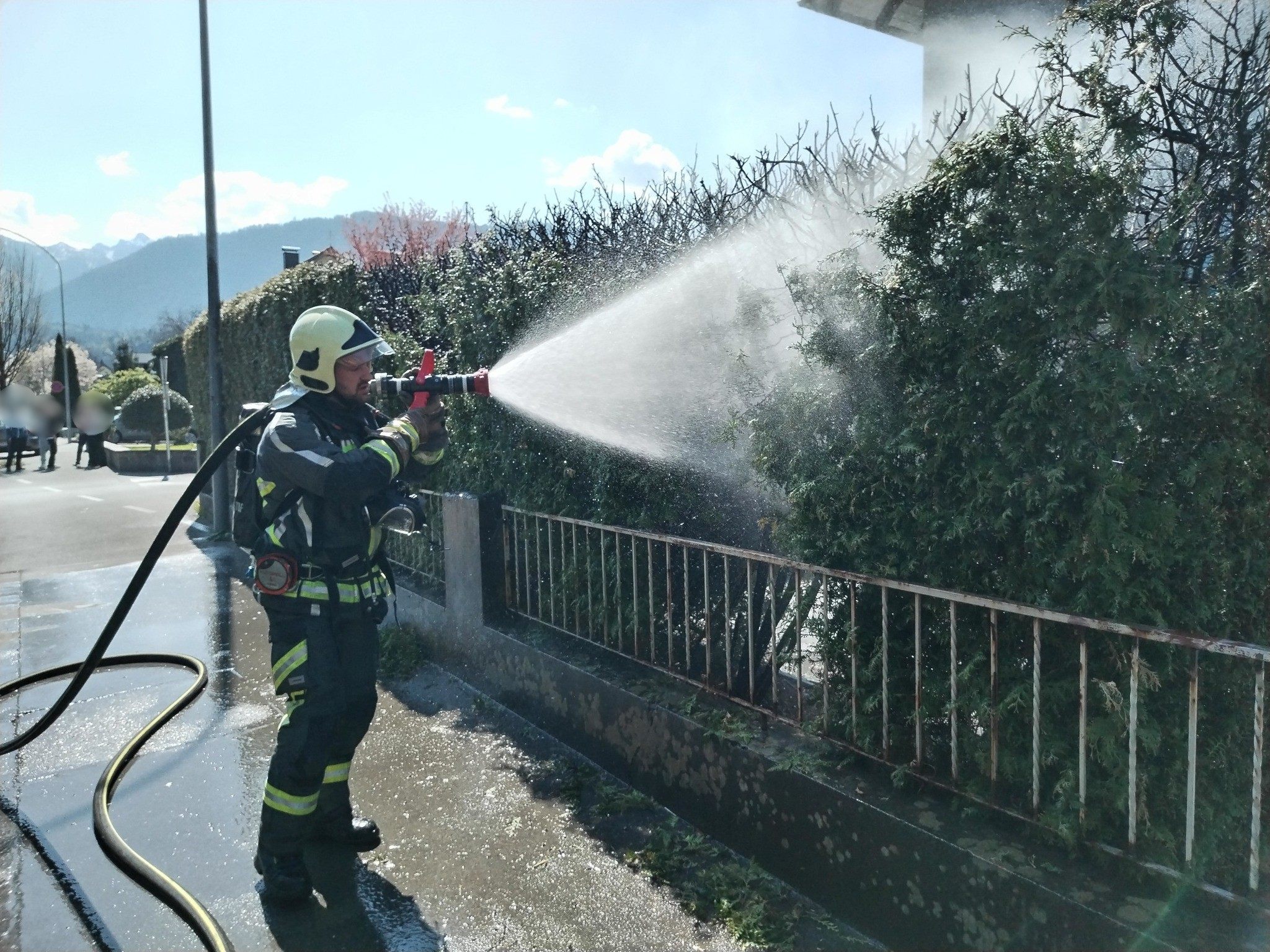In Feldkirch stand eine Hecke in Brand.