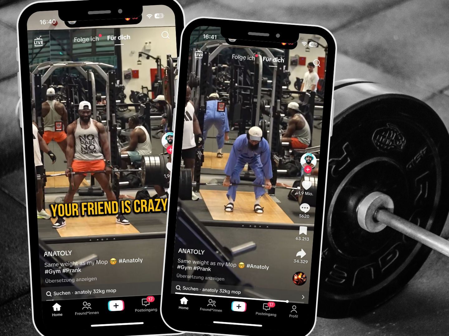Anatoly begeistert erneut mit einem humorvollen Fitness-Streich im Gym und festigt seinen Ruf als kreativer Content-Creator auf Social Media.