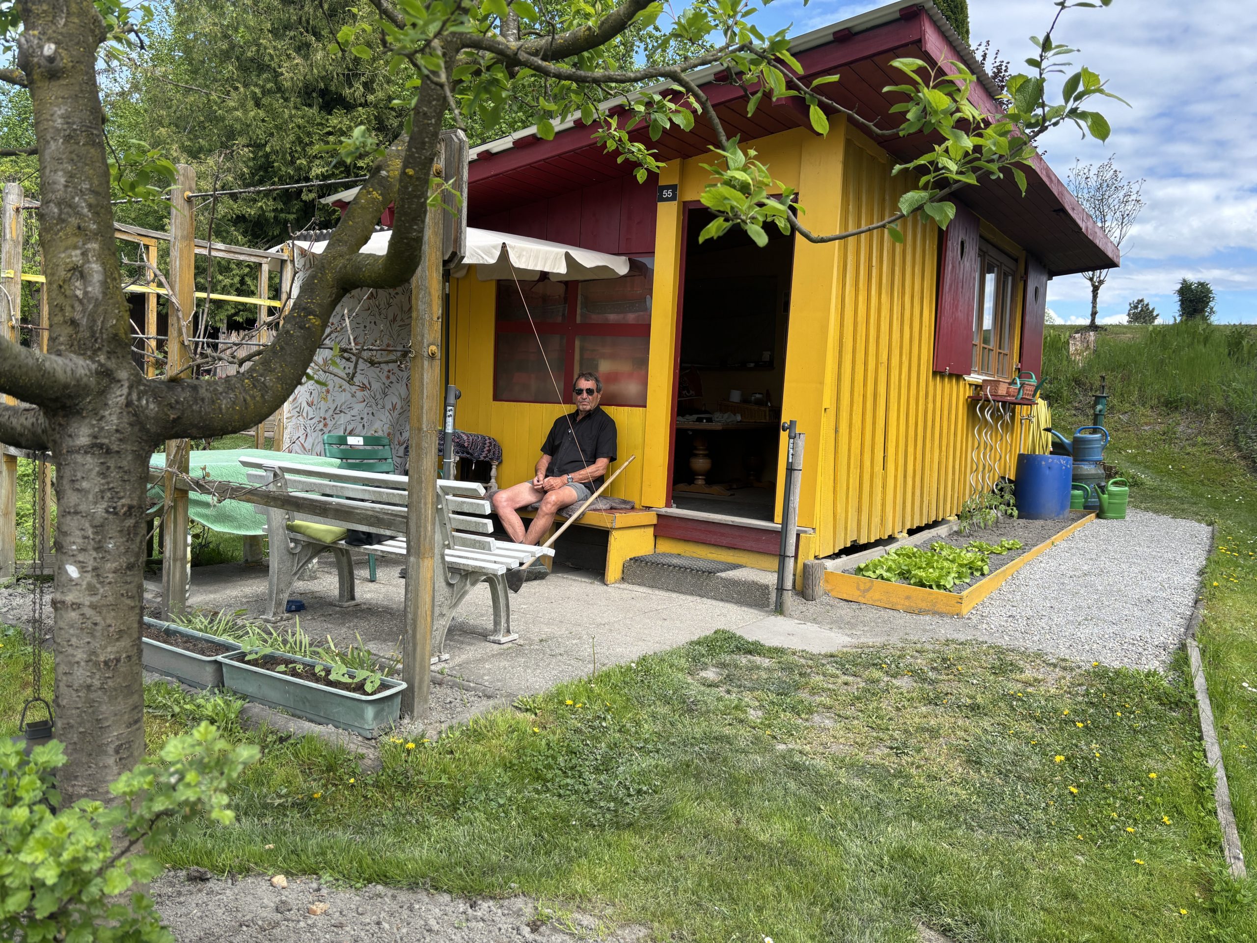 Schrebergartenanlage am Alten Rhein in Lustenau