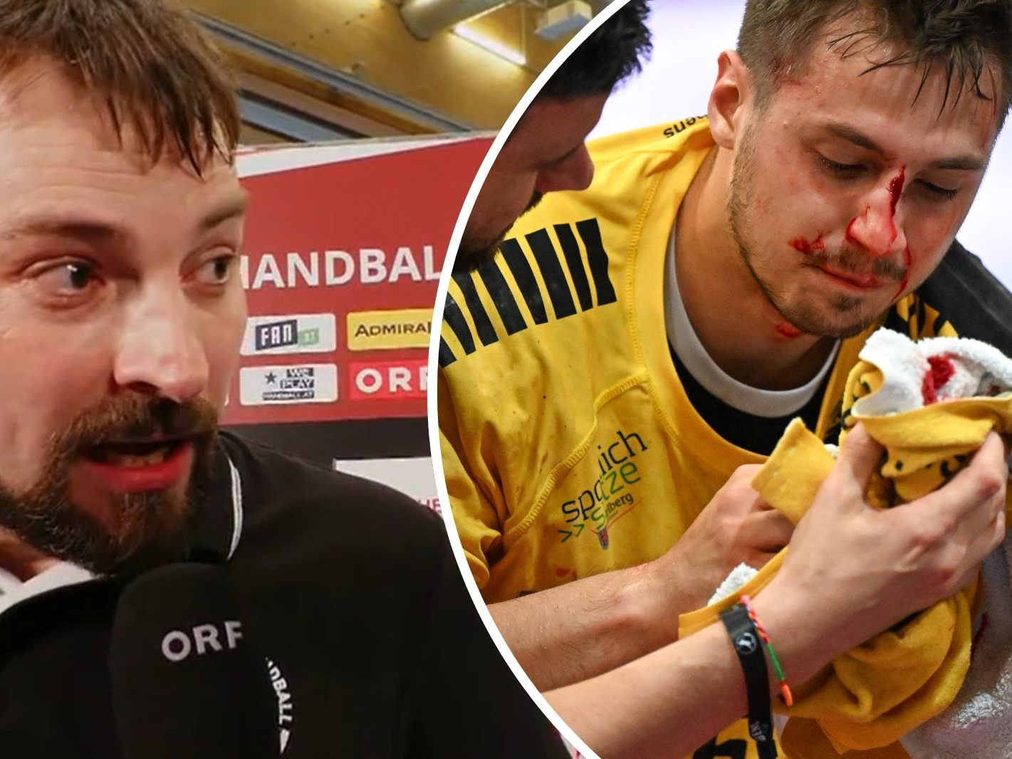 Bregenz-Trainer Tanaskovic (l.) unterstellte Absicht beim Foul an Markus Mahr (r.)