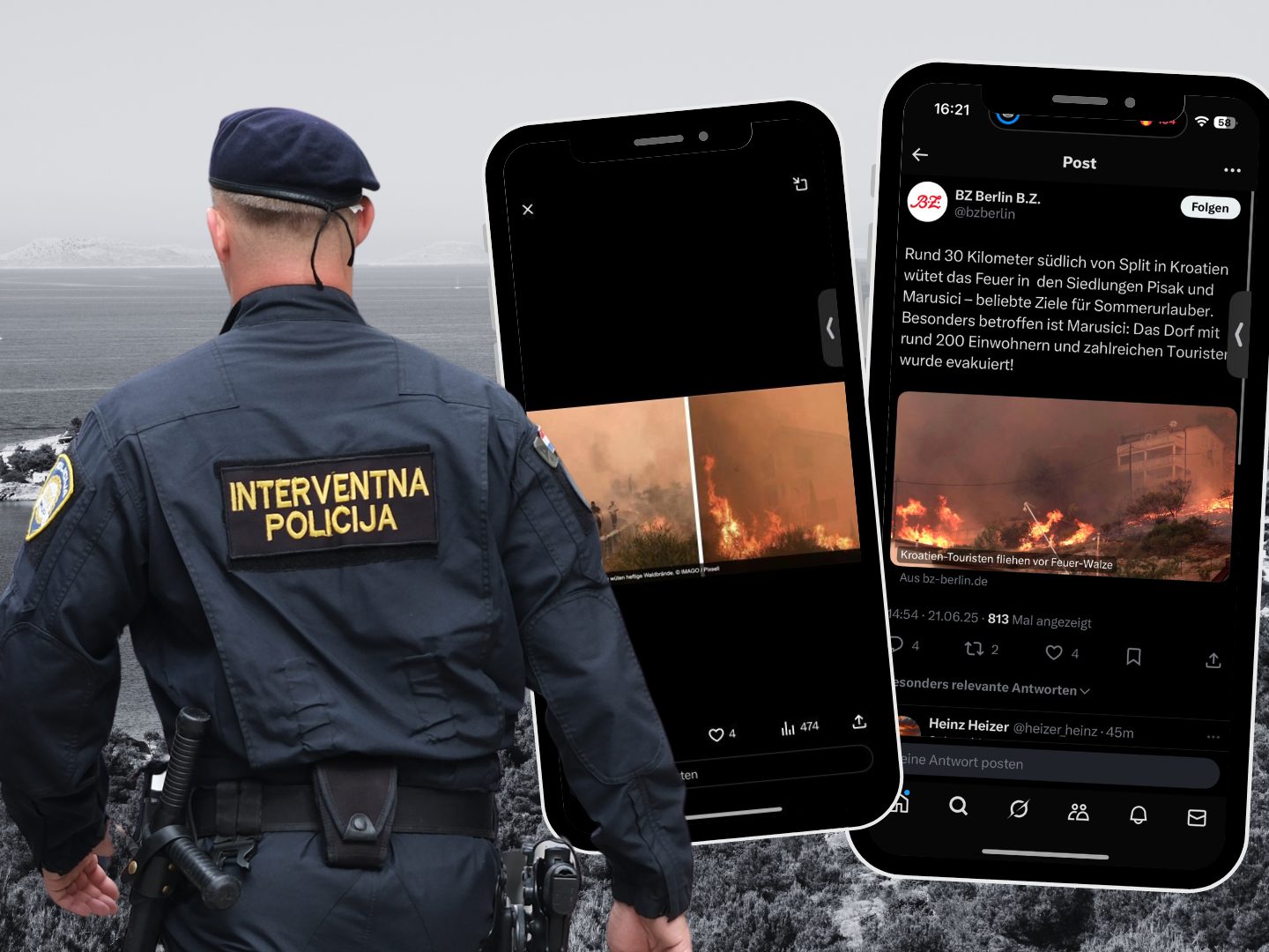 Touristen fliehen per Boot: Kroatien-Feuer war gelegt