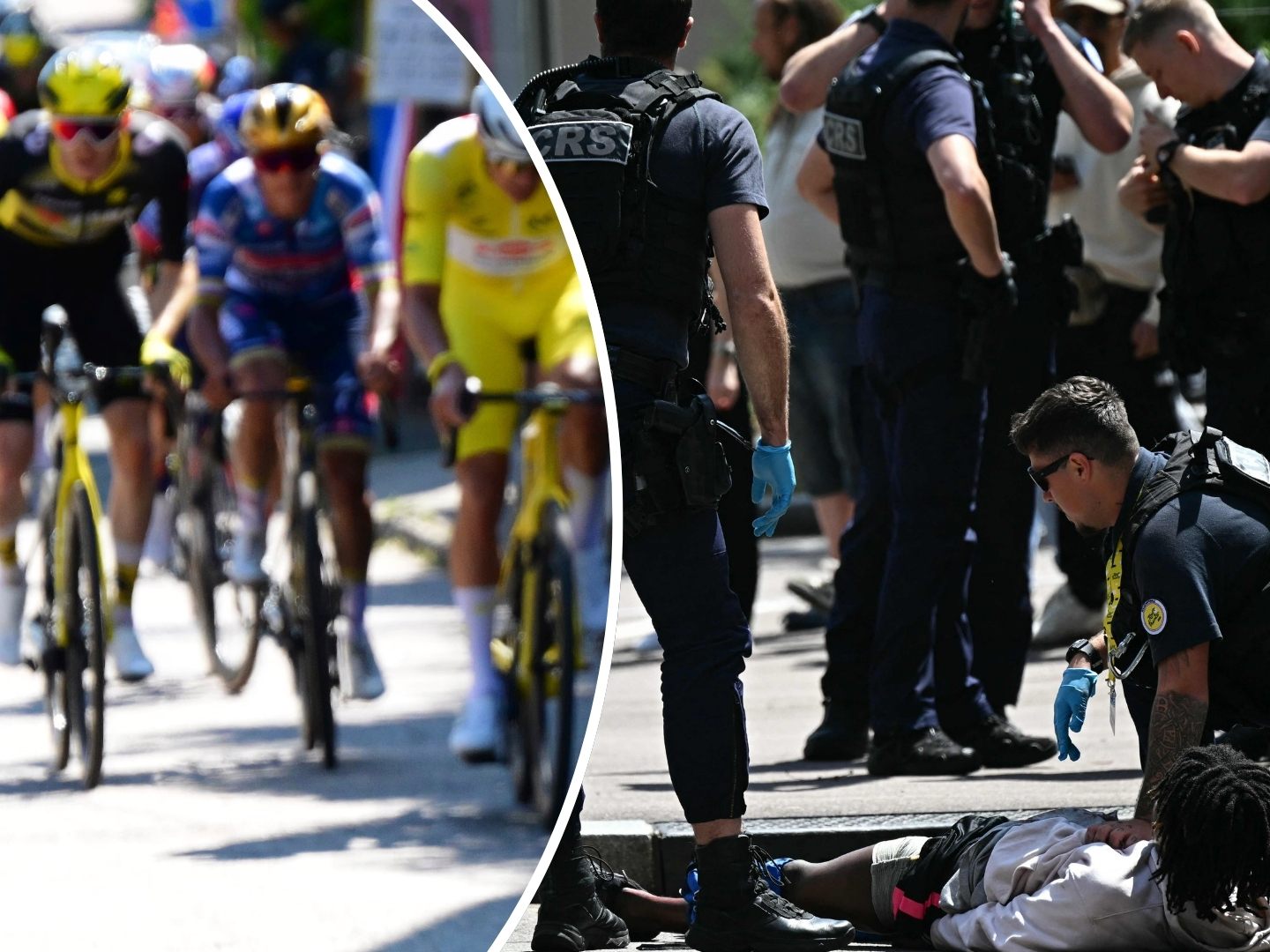 Die französische Nationalpolizei stoppten den bewaffneten Angreifer am Rande der vierten Etappe der Tour de France in Rouen.