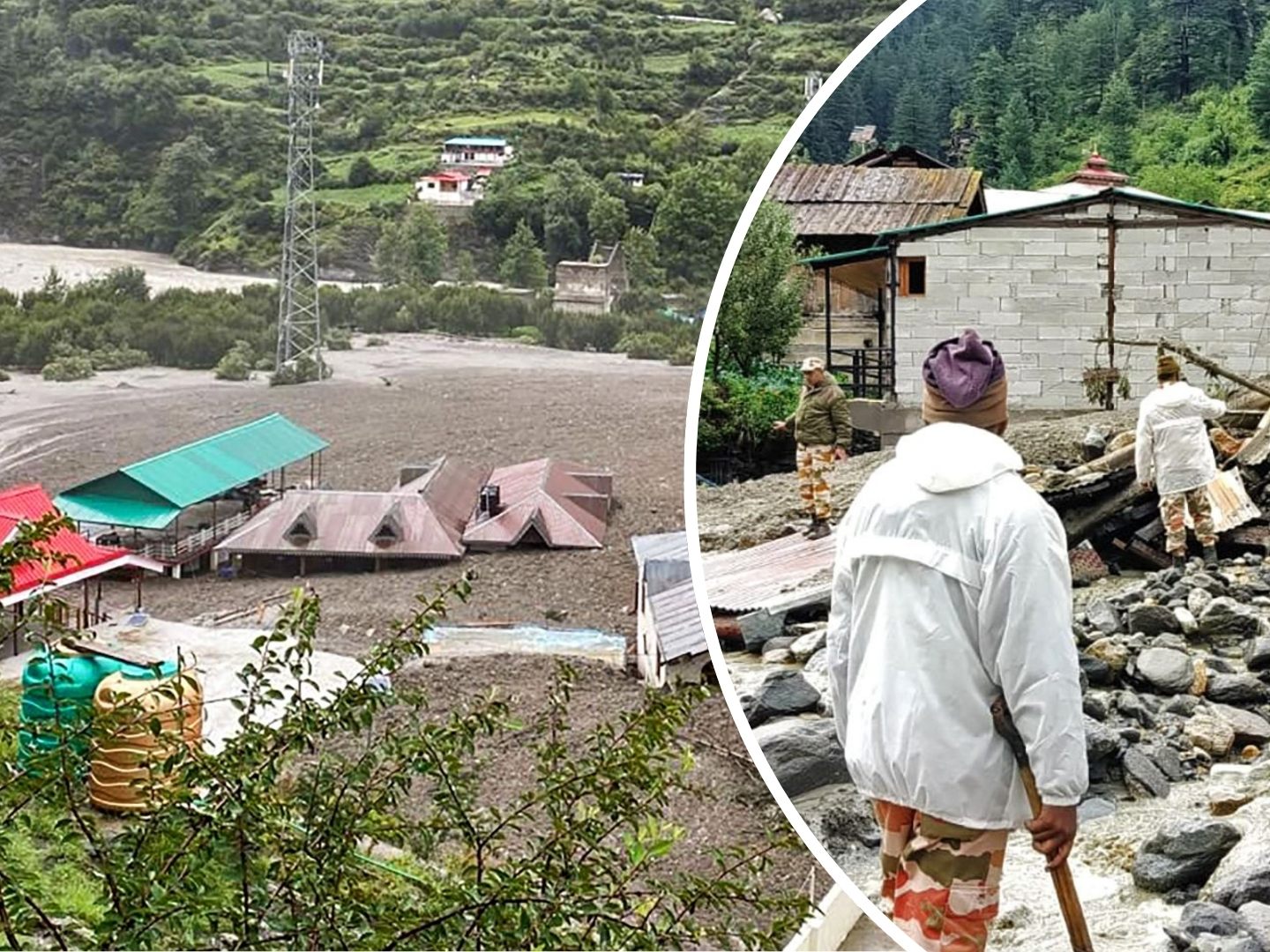 Behörden berichten von mindestens vier Toten nach der Schlammlawine in Dharali.