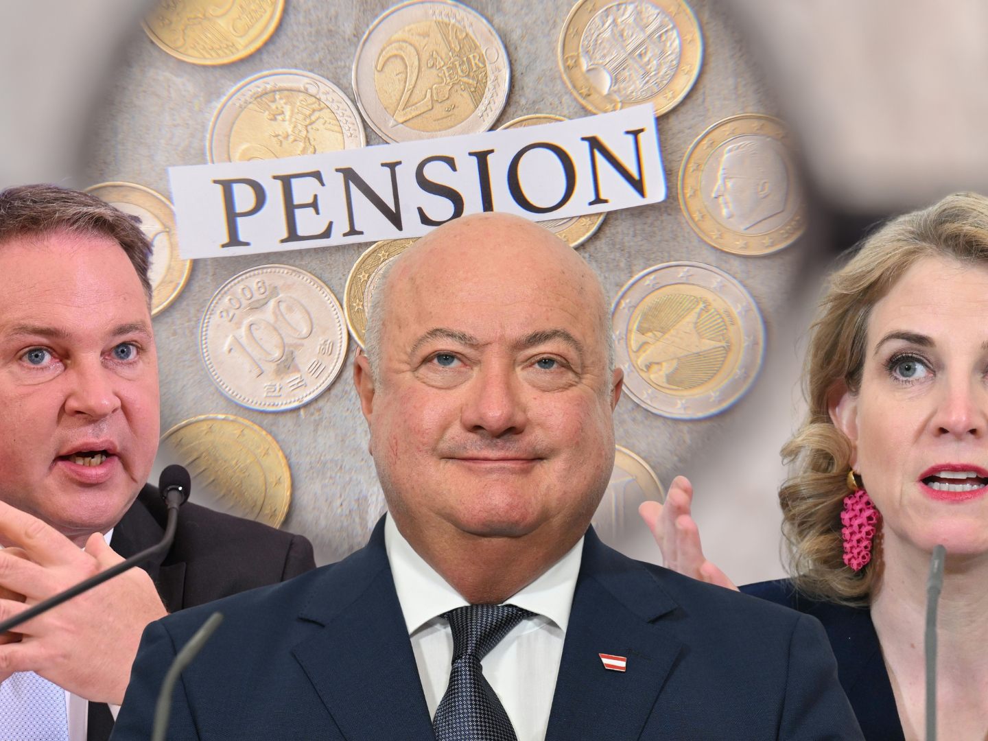 Vizekanzler Andreas Babler (SPÖ), Bundeskanzler Christian Stocker (ÖVP) und Außenministerin Beate Meinl-Reisinger (Neos) haben sich auf eine Pensionsanpassung für 2026 geeinigt.