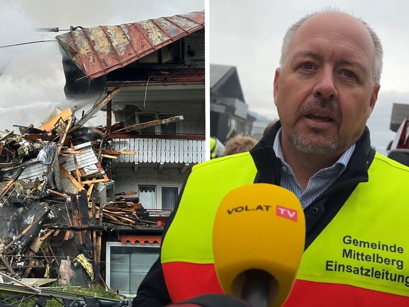 Nach dem Großbrand in Hirschegg bedankt sich Bürgermeister Joachim Fritz bei allen Einsatzkräften und Helfern.