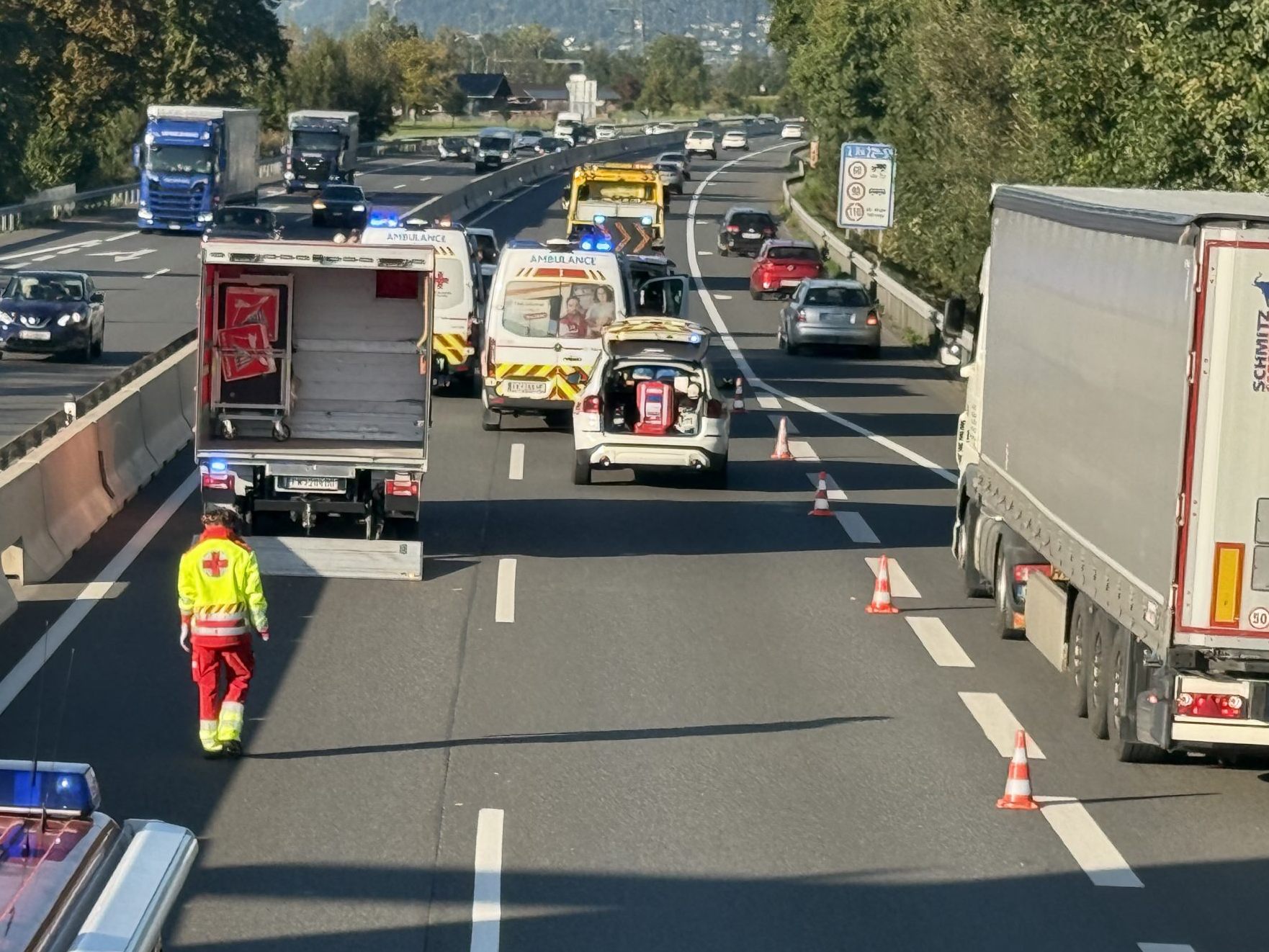 Der Unfall ereignete sich unmittelbar nach der Auffahrt Dornbirn West in Fahrtrichtung Deutschland.