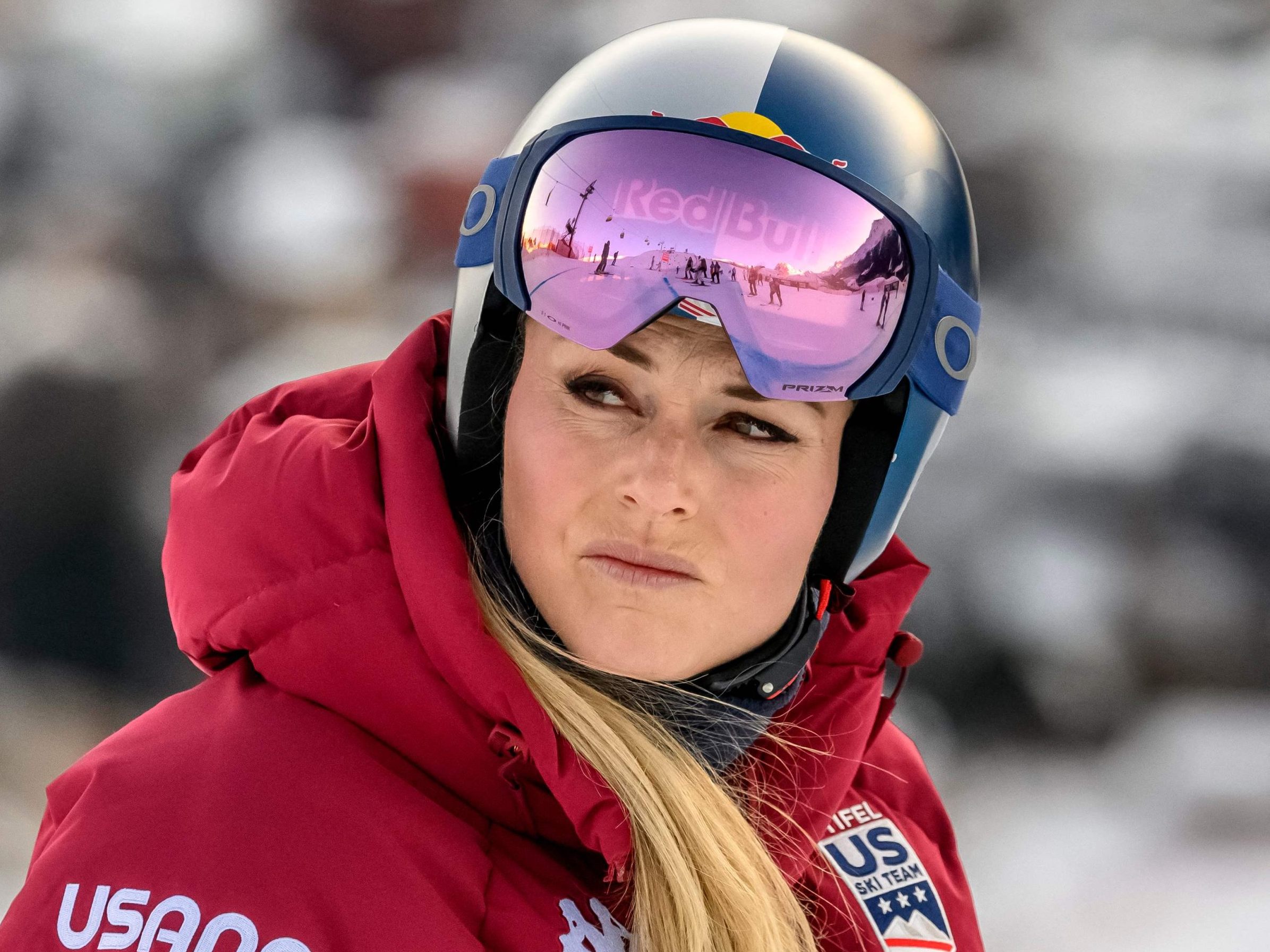 Lindsey Vonn bei der Streckenbesichtigung des Super-G in St. Moritz.