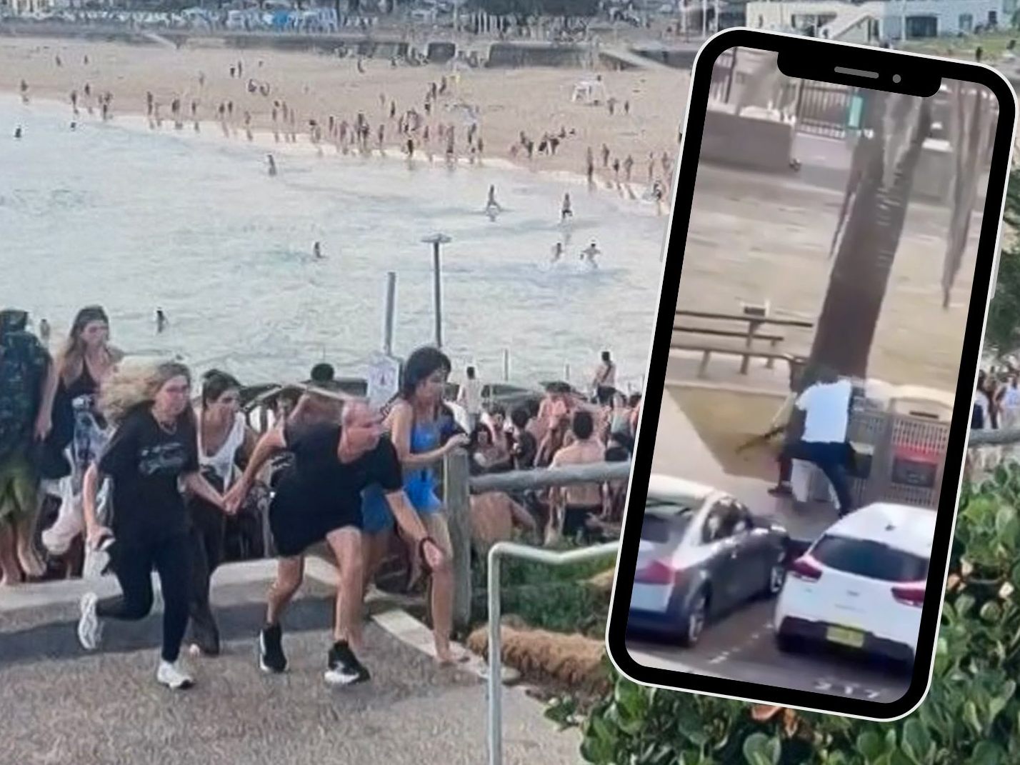 Während Menschen in Panik vom Bondi Beach fliehen, entwaffnet ein mutiger Passant einen der Attentäter.