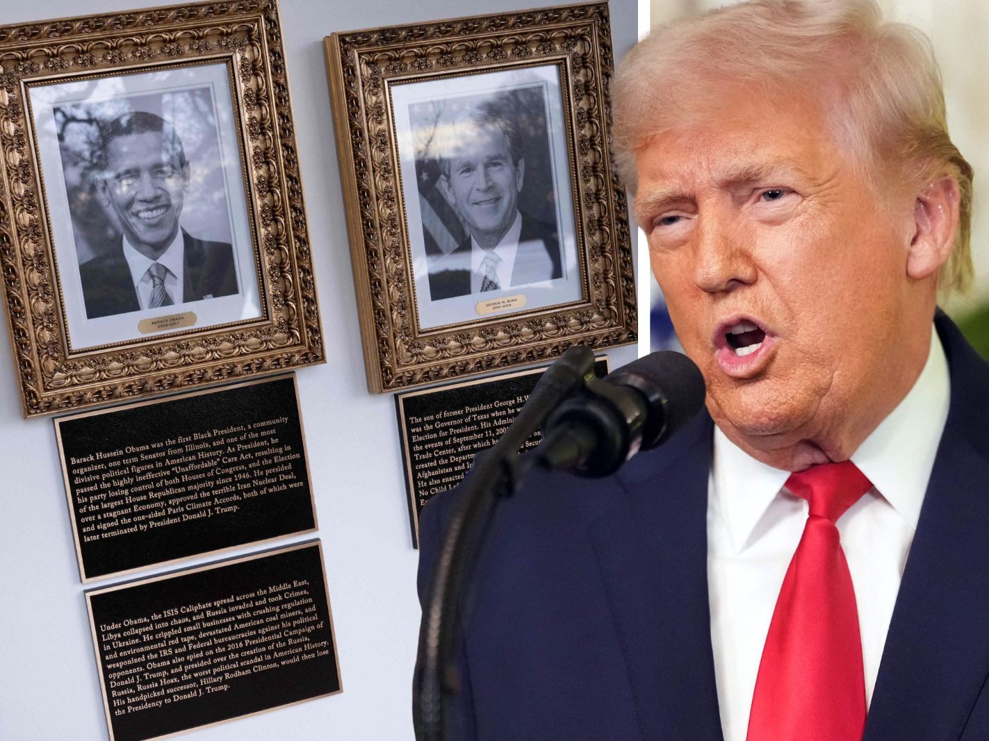 Seit Mittwoch zieren neue Gedenktafeln die Porträts früherer US-Präsidenten im Weißen Haus.
