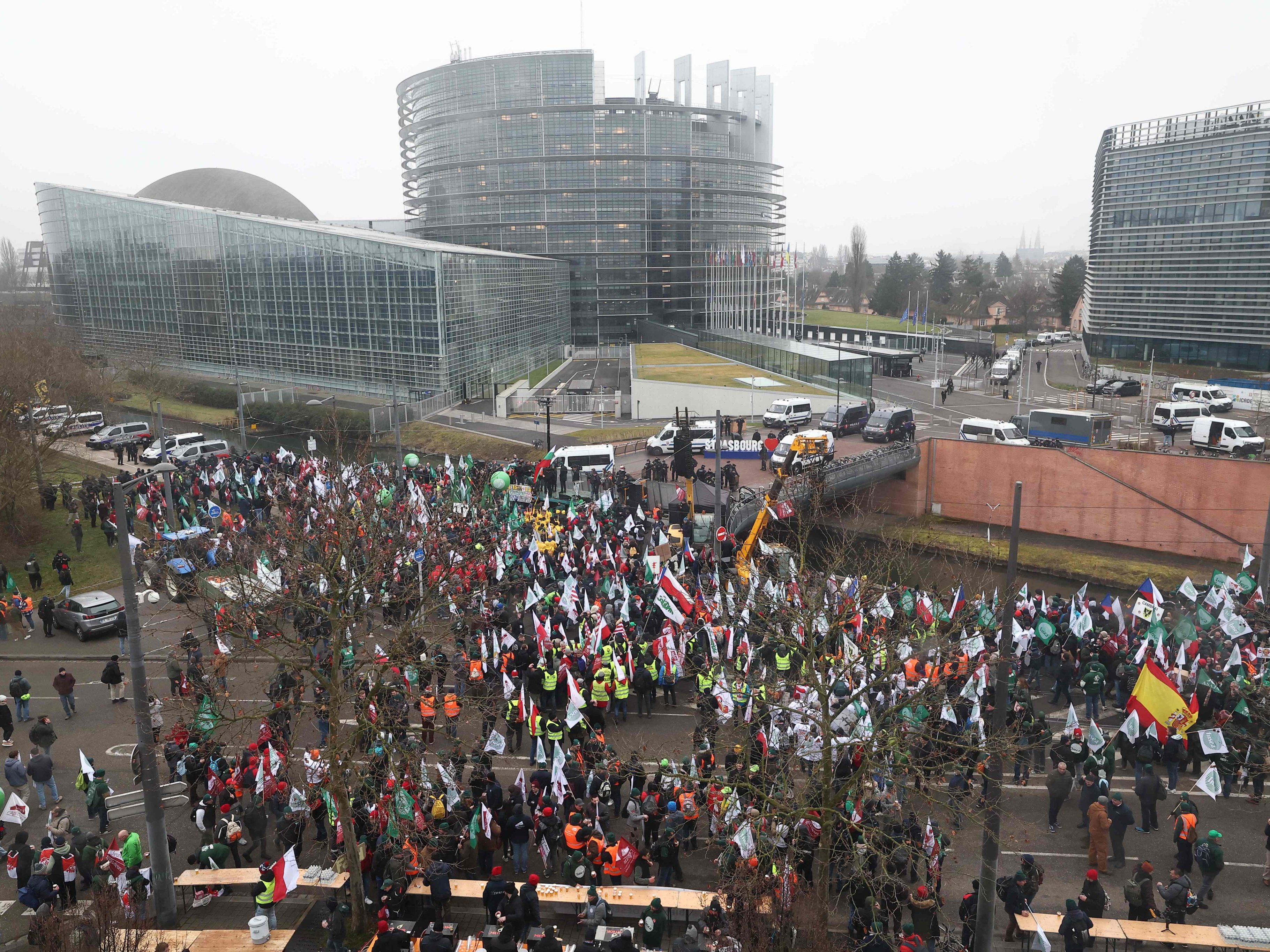 Protest vor dem EU-Parlament in Straßburg gegen das Mercosur-Abkommen.