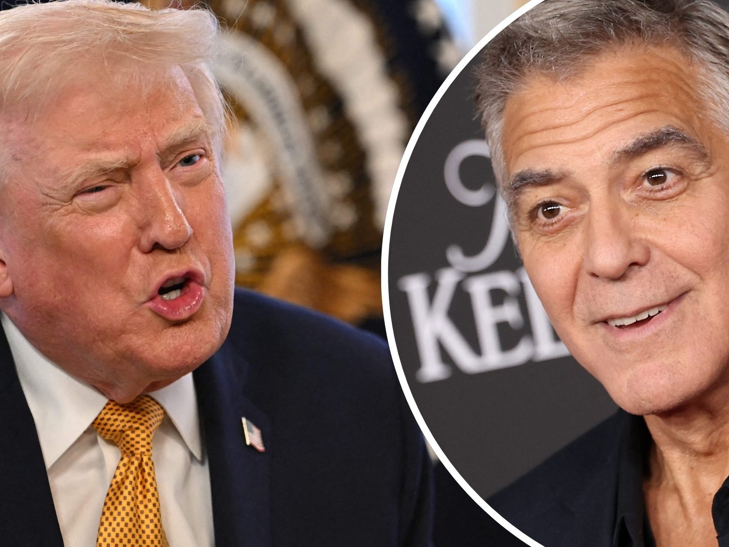 Auch George Clooney (r.) findet: "Wir müssen Amerika wieder großartig machen" - allerdings ganz anders, als Donald Trump (l.) das tut.