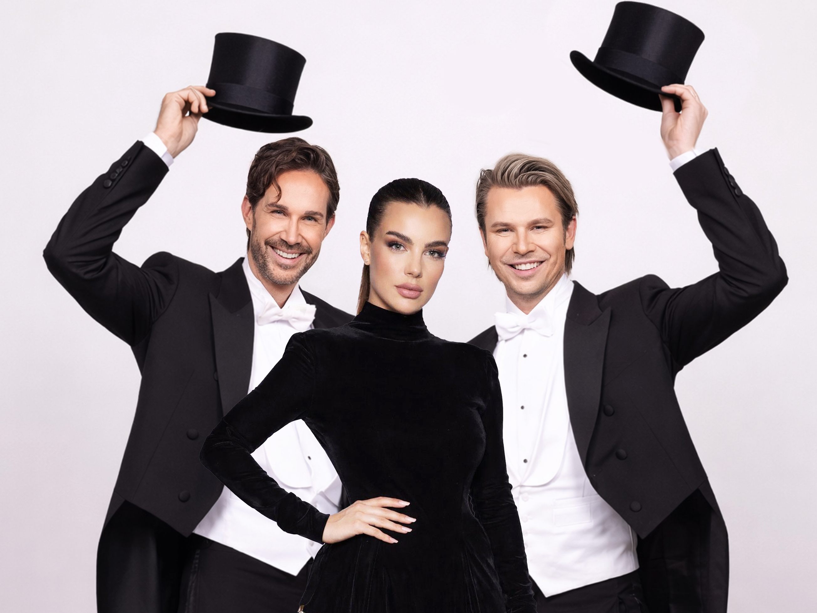 Nadine Mirada - im Bild neben Michael Lameraner und Adi Weiss - wird den Wiener Opernball besuchen.