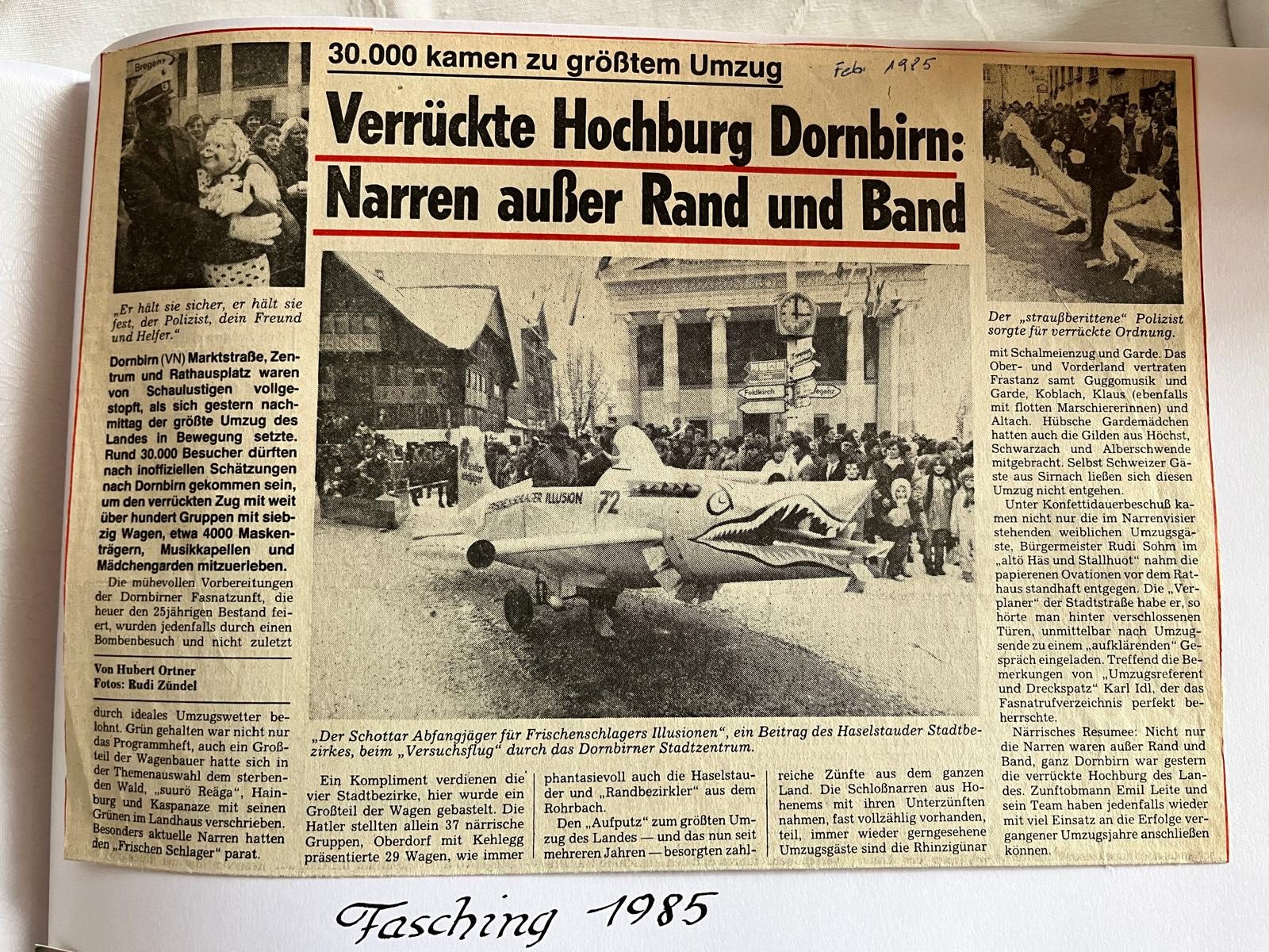 Ein VN-Artikel aus dem Jahr 1985.