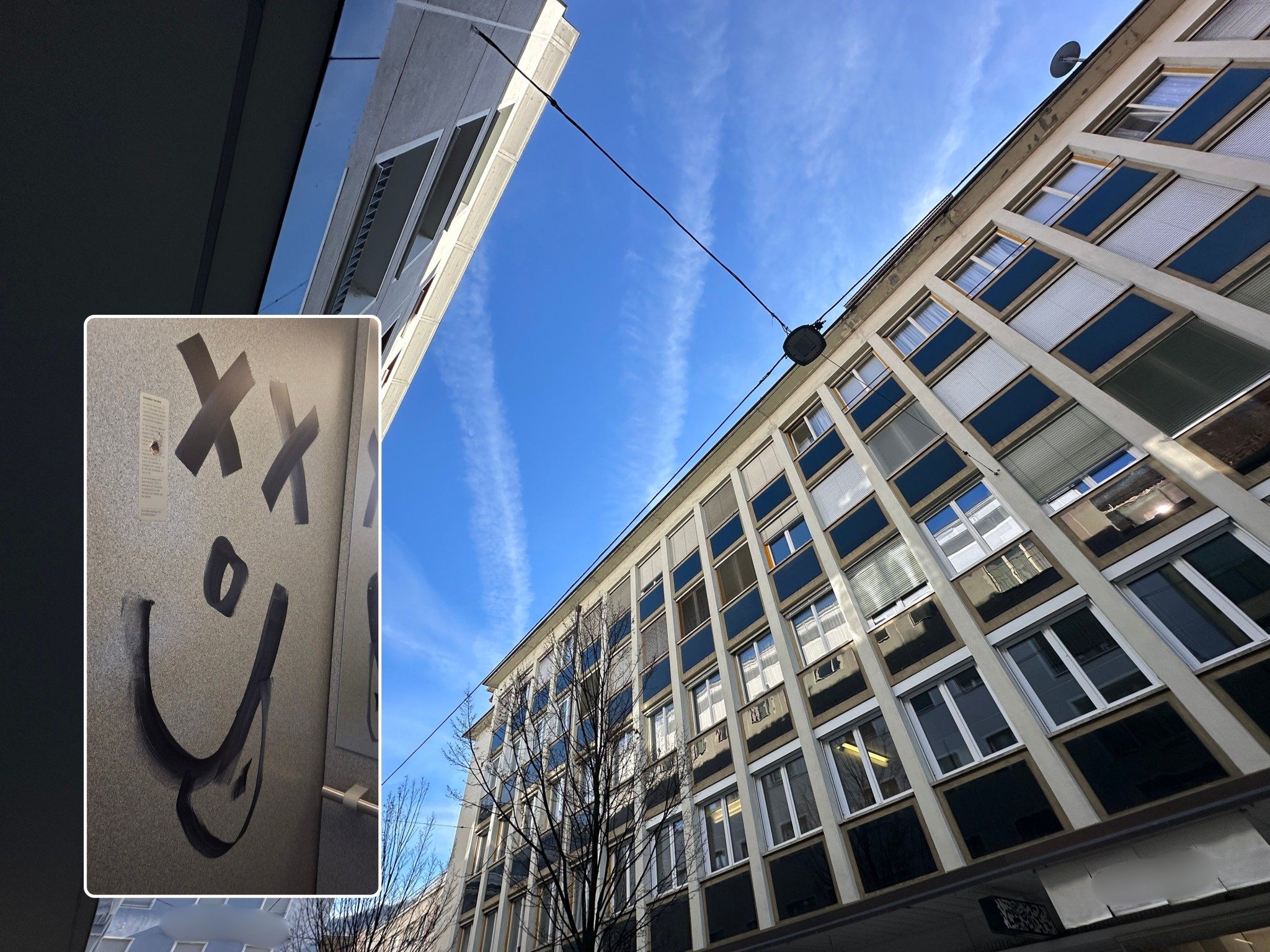 In einer Wohnanlage (Symbolbild) tauchte ein Graffiti auf.