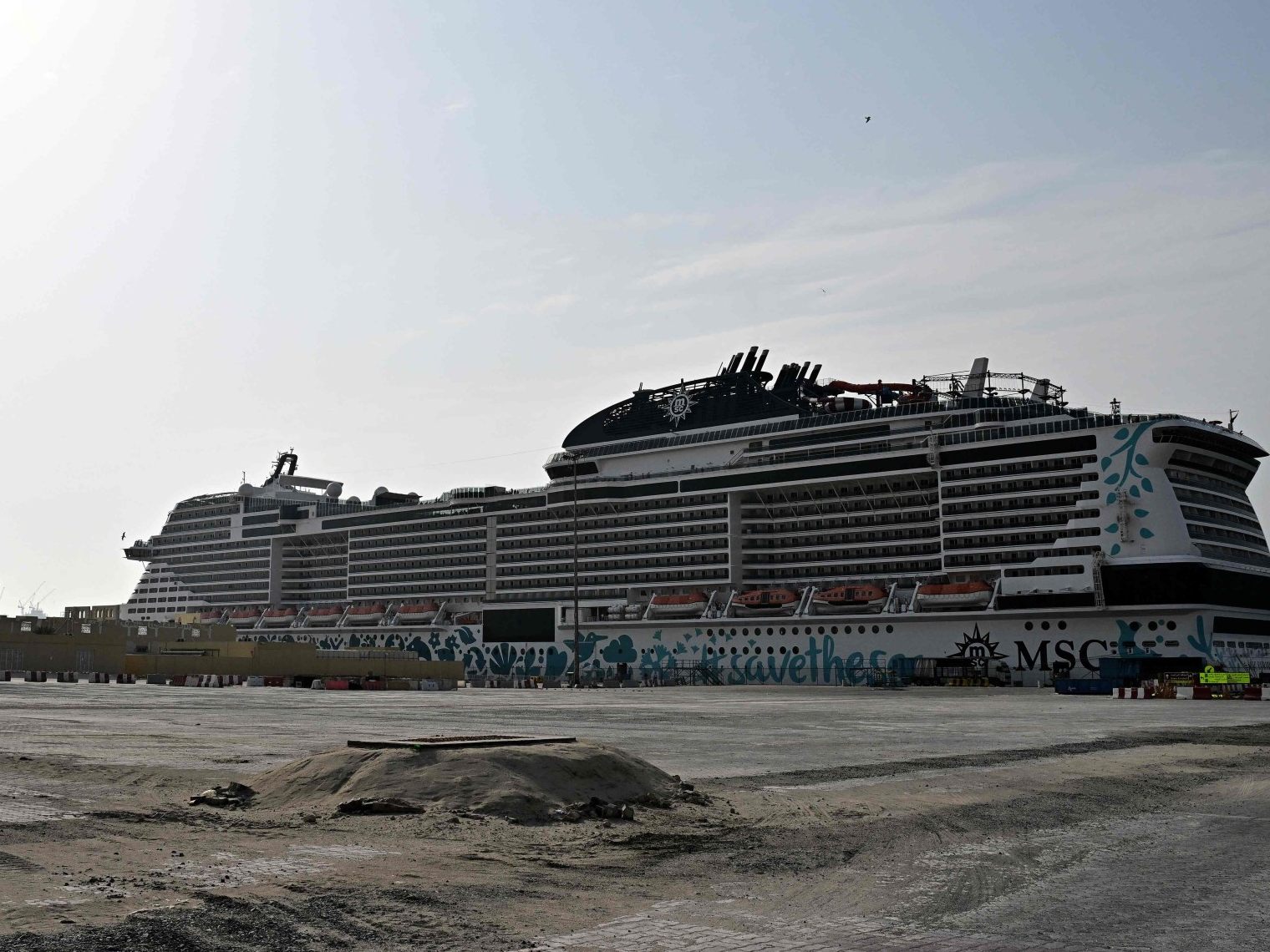 (V. li. n. re.) Die Aroya Manara und die MSC Euribia stehen aktuell still.