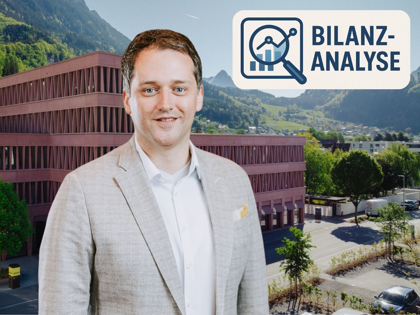 Geschäftsführer Christoph Grass vor der Firmenzentrale in Bludenz