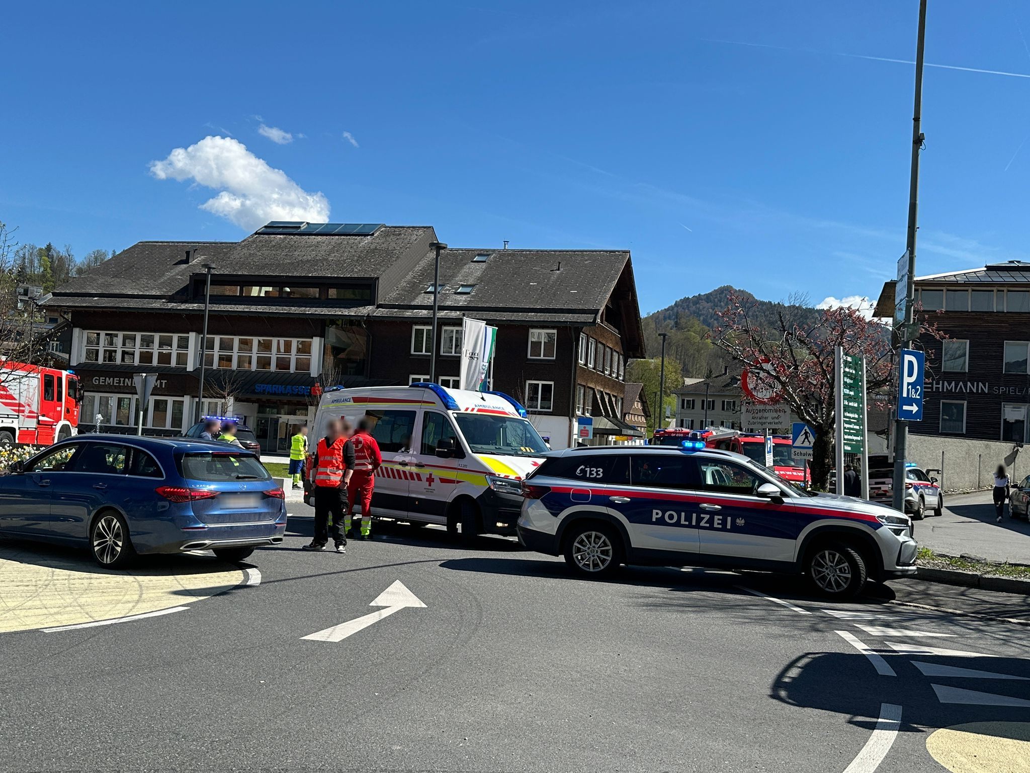 Verkehrsunfall im Egger Zentrum.